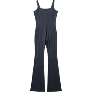 Sky Dolls Tall Flare Jumpsuit Women's 2XL Black Cutout Stretch 40" Inseam